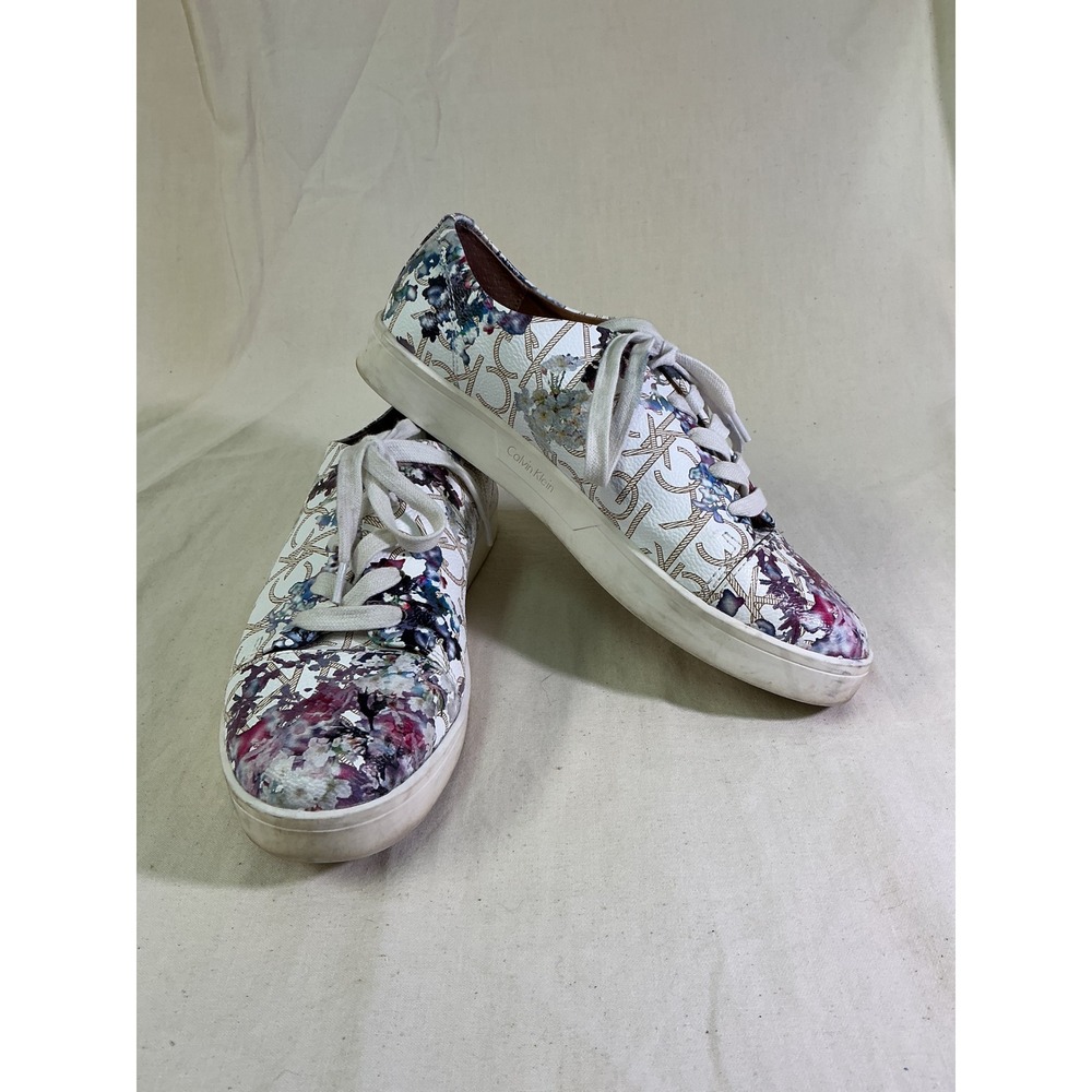 Calvin Klein Imilia Floral Monogram Sneakers White Multi 7 34E4739 Low Top